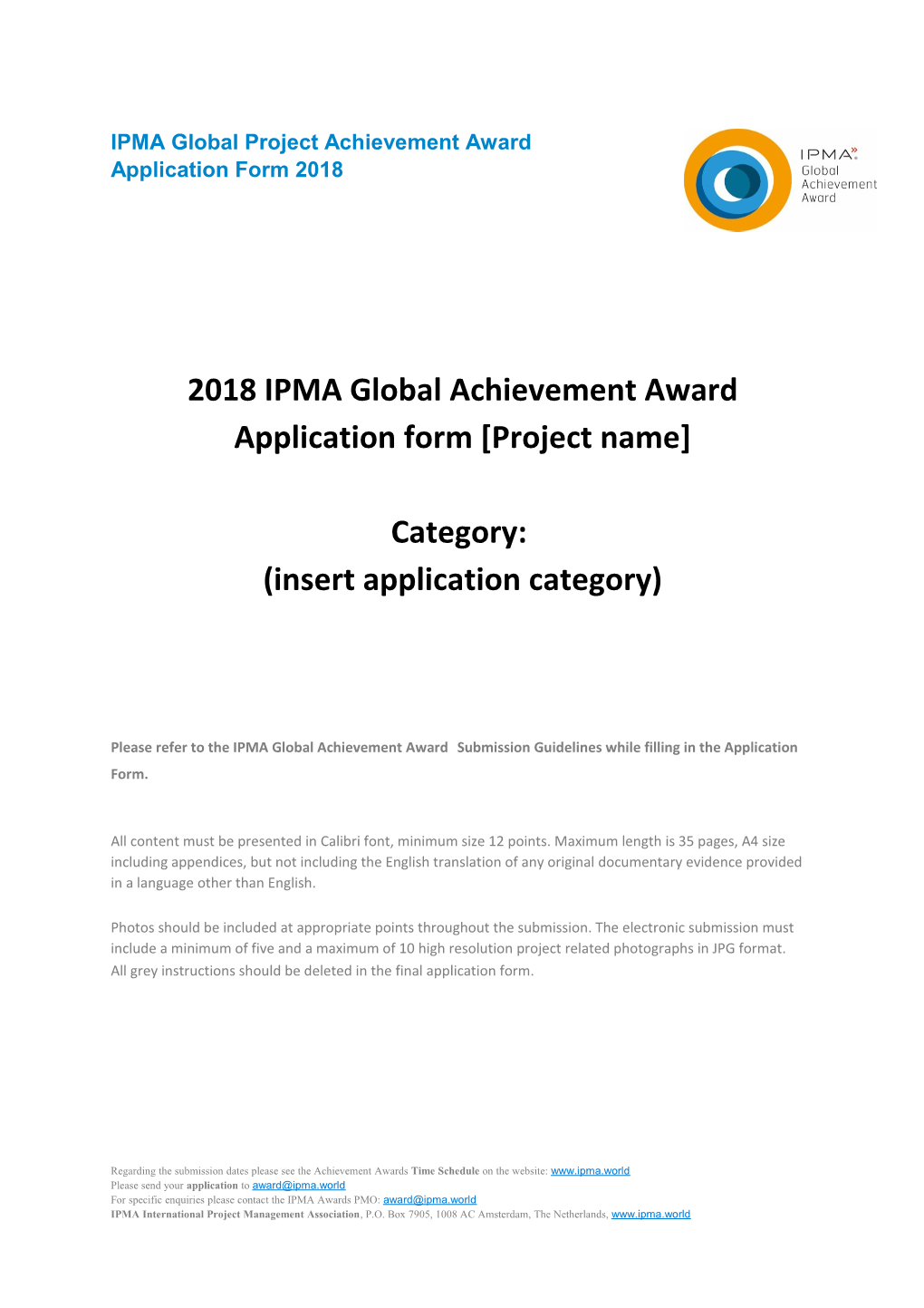 2018 IPMA Global Achievement Award