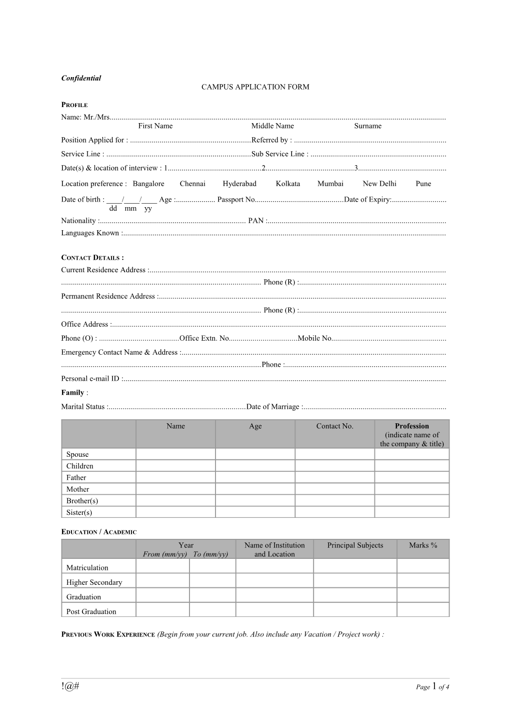 Campus Application Form