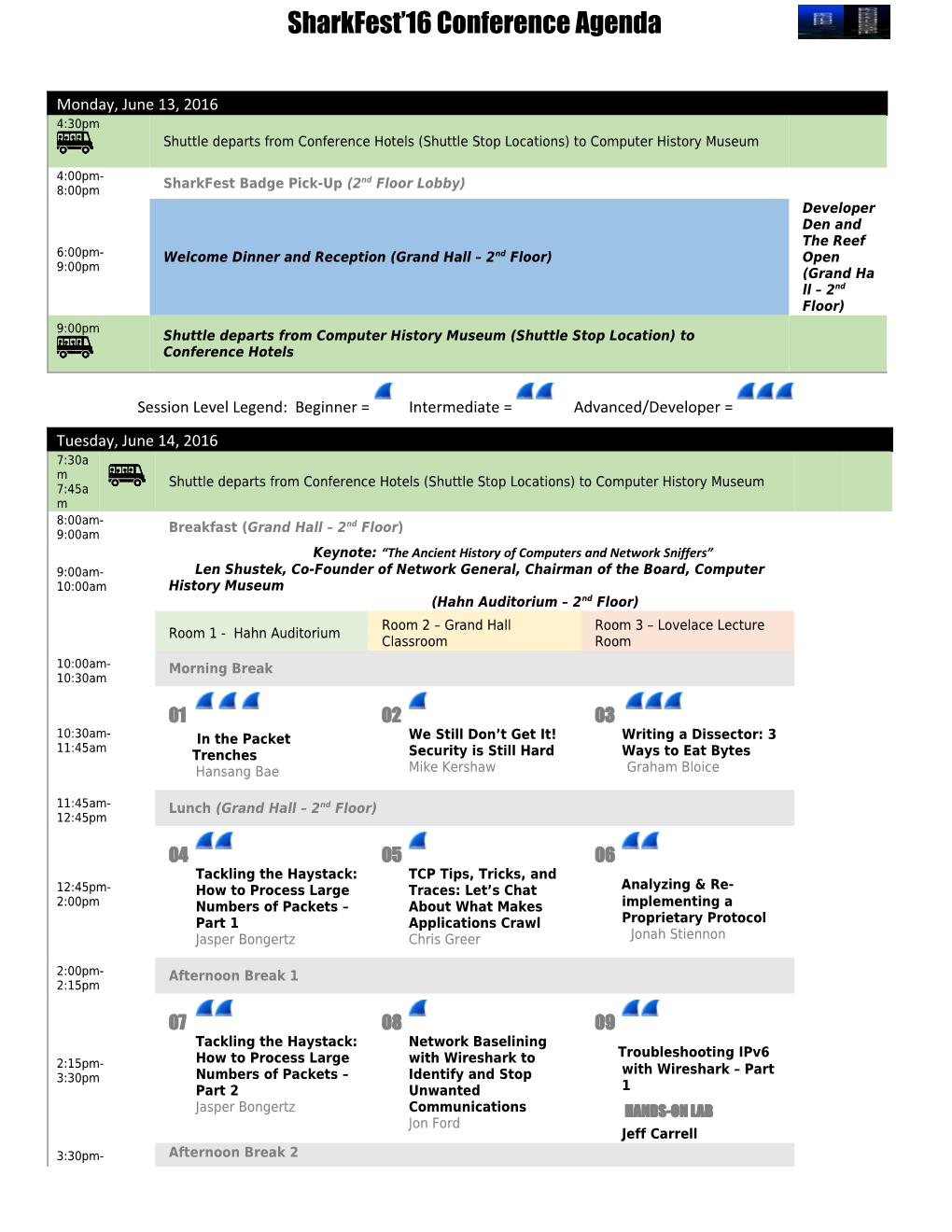 Draft Conference Agenda Sharkfest 2016 US Lc01page 1