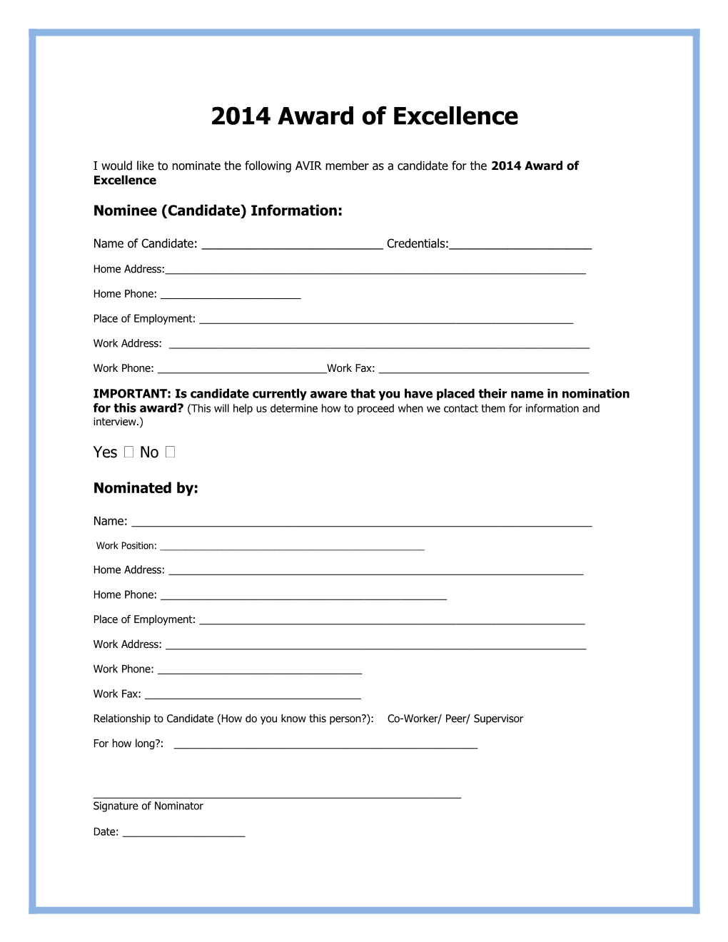 2014 Award of Excellence