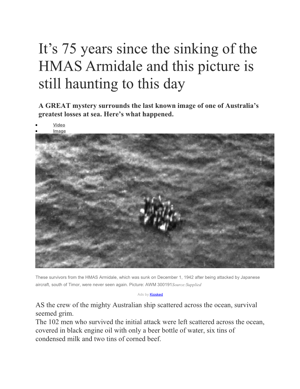 It S 75 Years Since the Sinking of the HMAS Armidale and This Picture Is Still Haunting