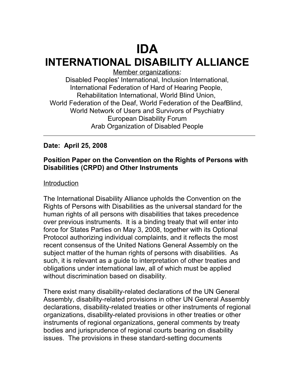 The International Disability Alliance Upholds the Convention on the Rights of Persons With