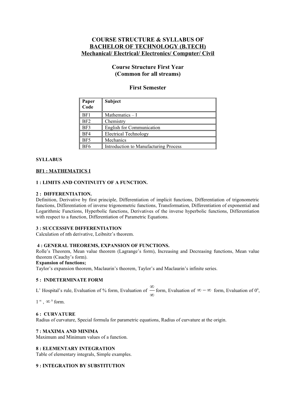 Mechanical/ Electrical/ Electronics/ Computer/ Civil