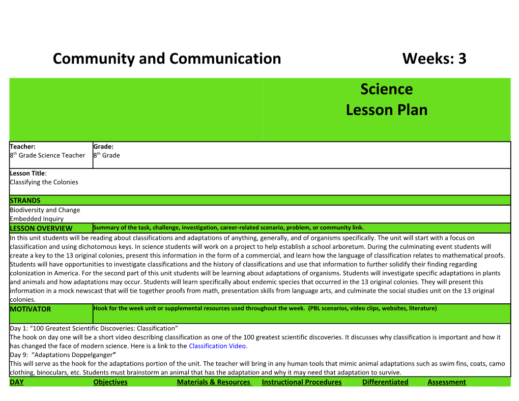 Community and Communication Weeks: 3