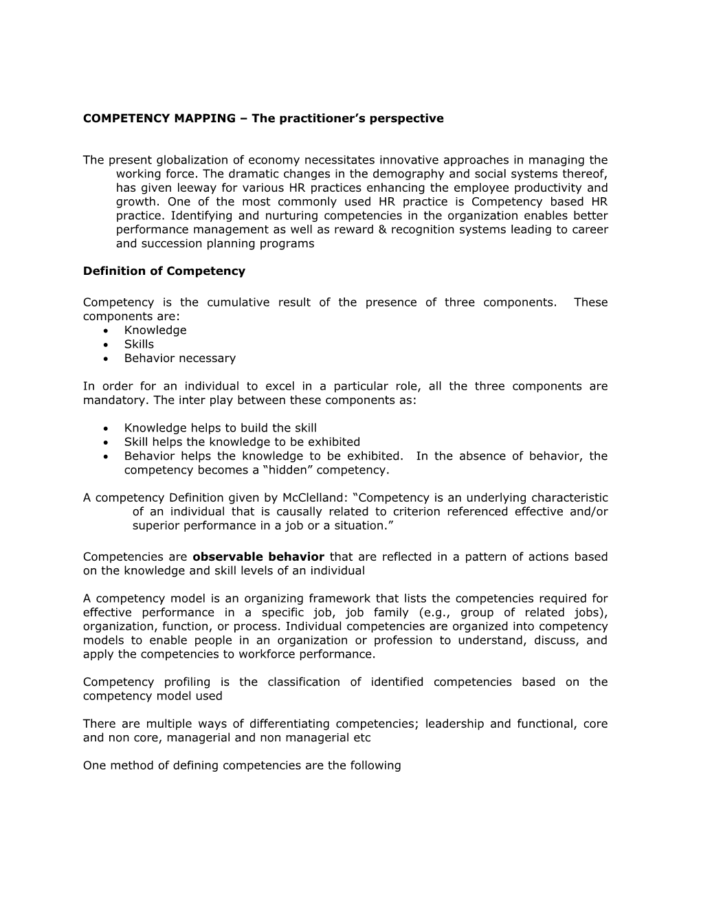 COMPETENCY MAPPING- an Approach