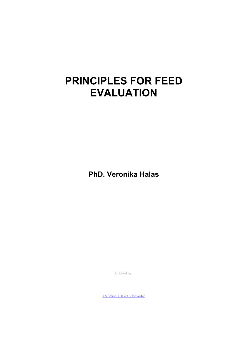 Principles for Feed Evaluation