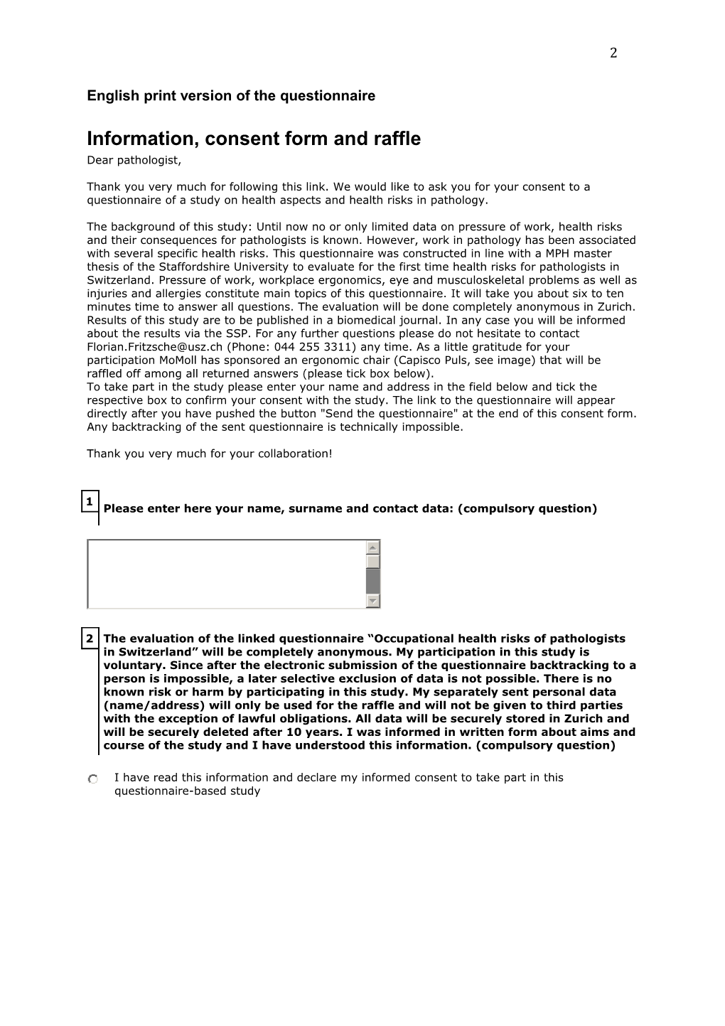 English Print Version of the Questionnaire