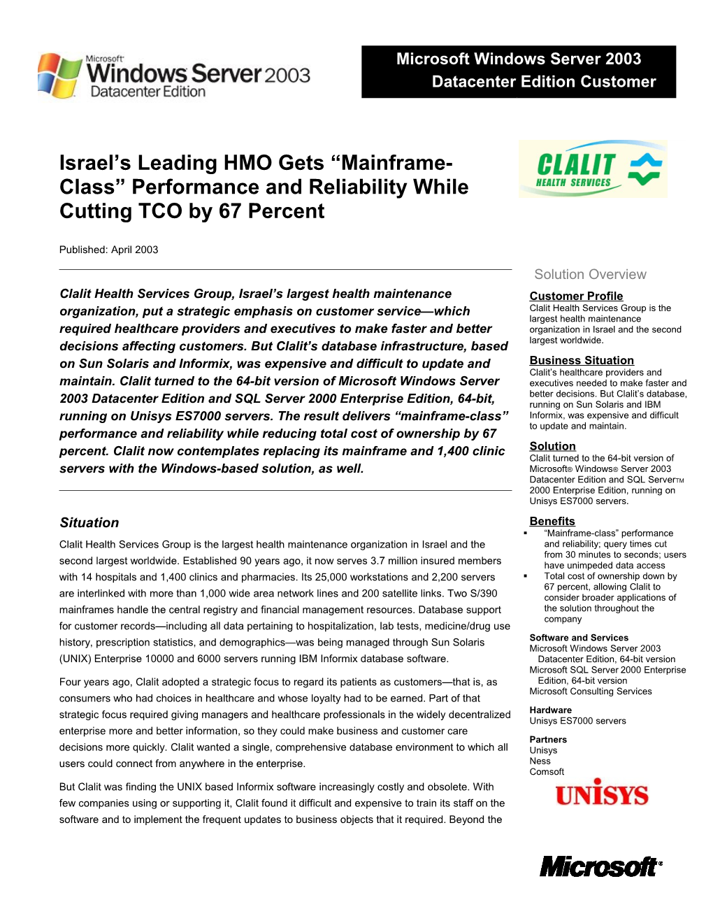 Israel S Leading HMO Gets Mainframe-Class Performance and Reliability While Cutting TCO