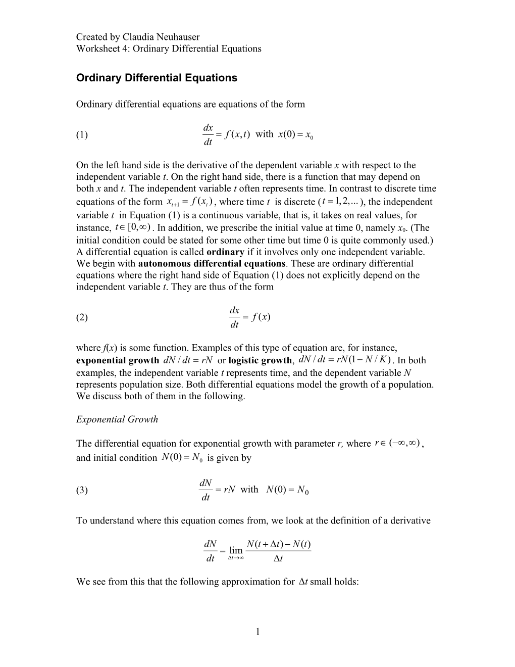 Nonlinear Differential Equations Bifurcations