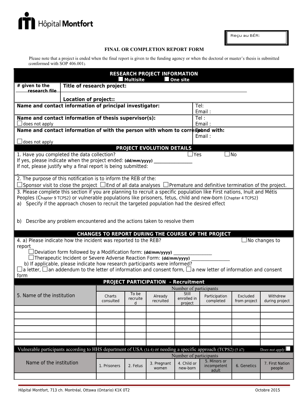 Final Or Completion Report Form