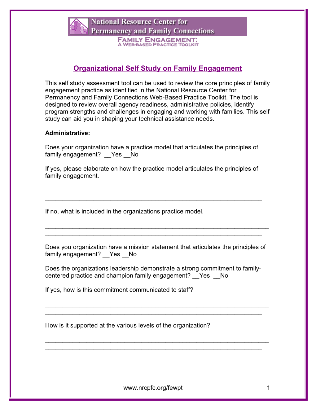 Agency Self Assessment on Concurrent Planning