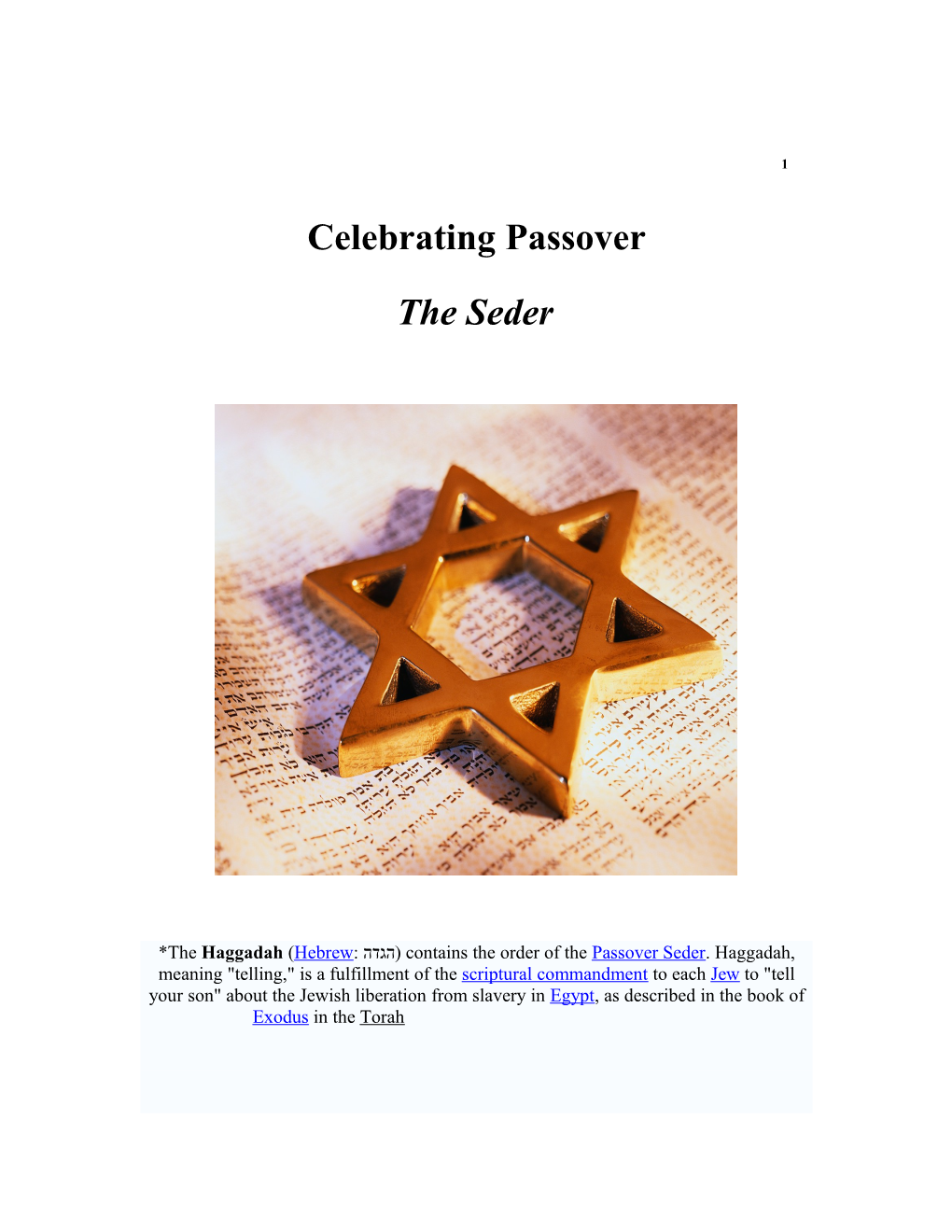 Celebrating Passover: the Seder