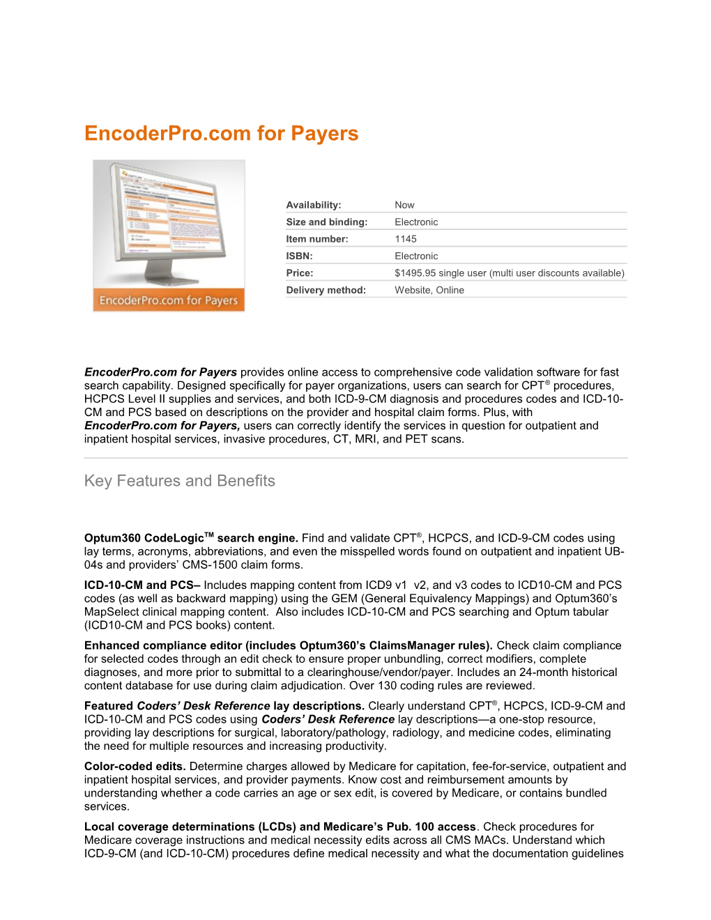 Encoderpro.Com for Payers