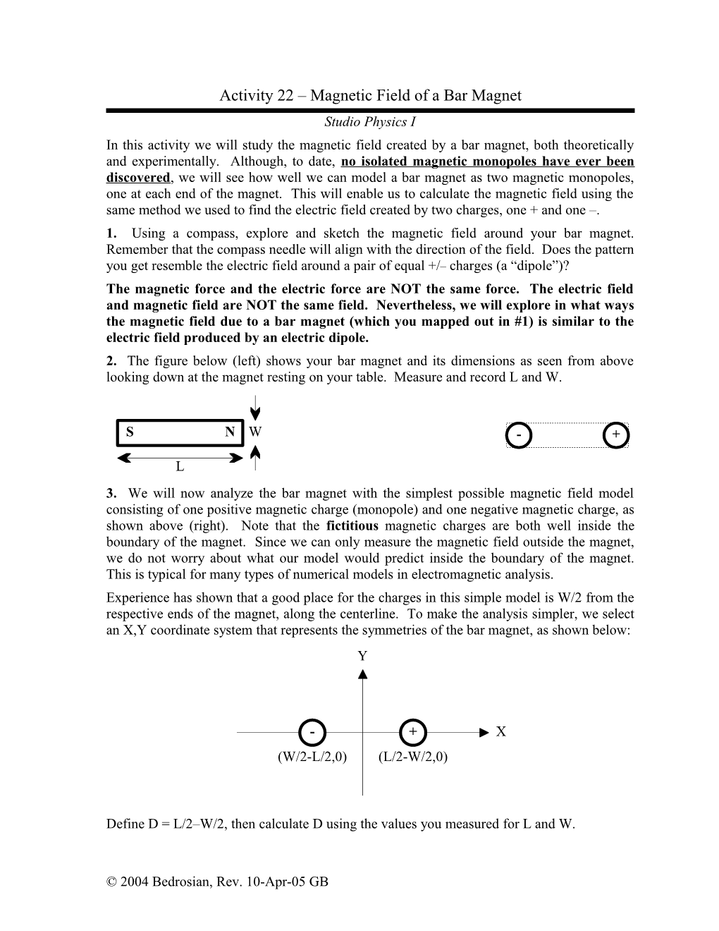 Magnetic Field of a Bar Magnet