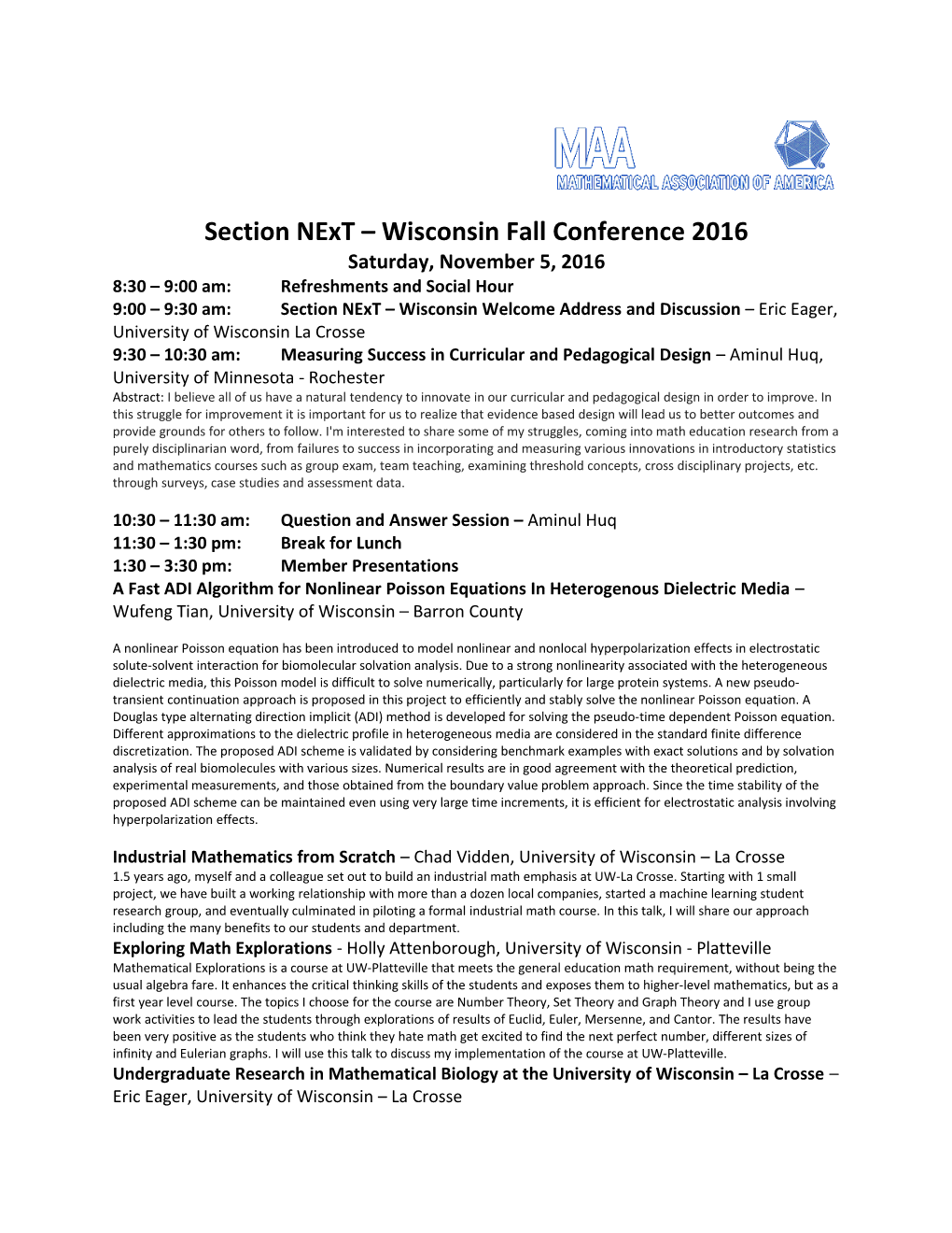 Sectionnext Wisconsin Fall Conference 2016
