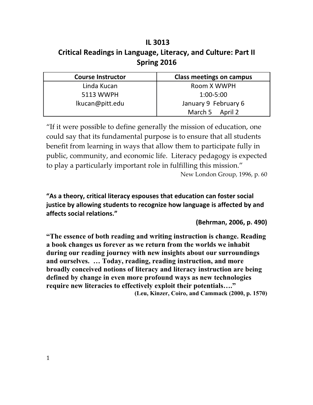Critical Readings in Language, Literacy, and Culture: Part II