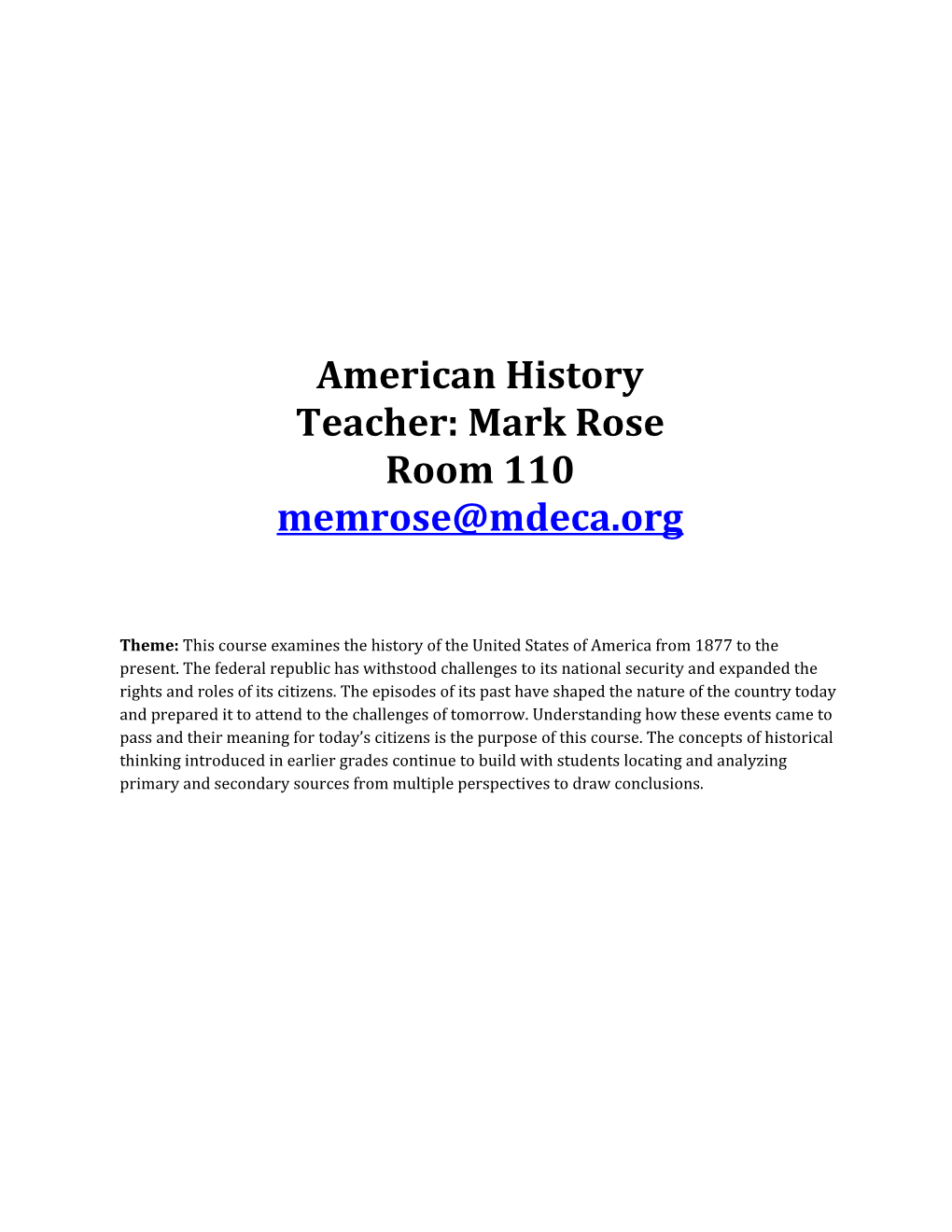 Topic: Historical Thinking and Skills