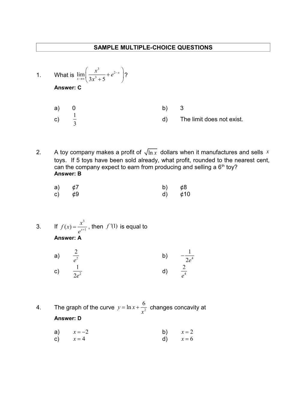 Sample Multiple-Choice Questions
