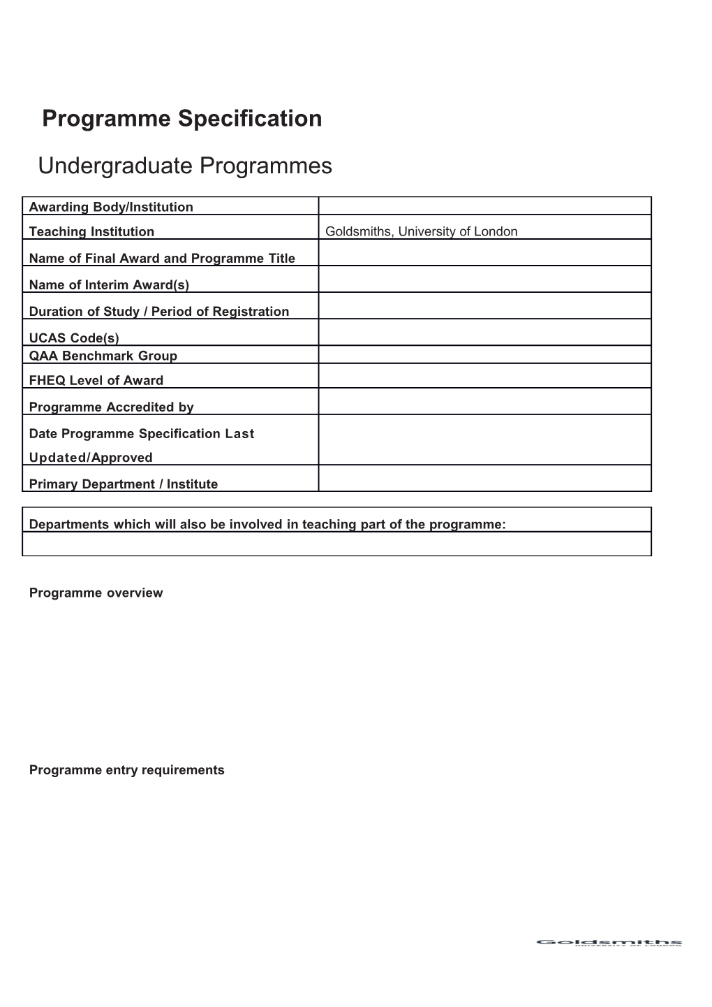 UG Programme Specification Template Two Interim Awards LASALLE.Pdf