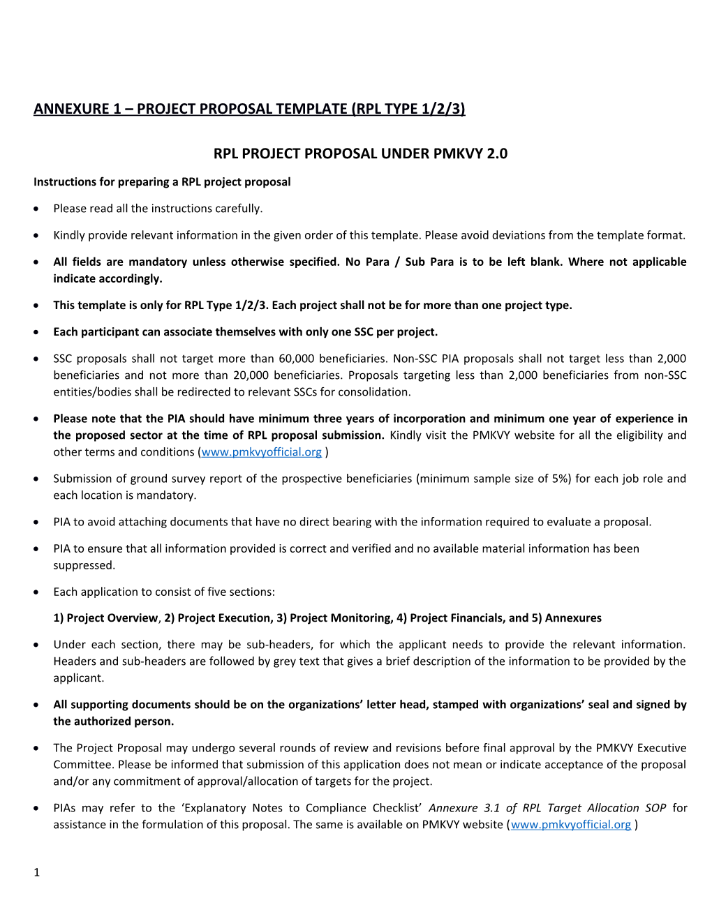 Annexure 1 Project Proposal Template (Rpl Type 1/2/3)
