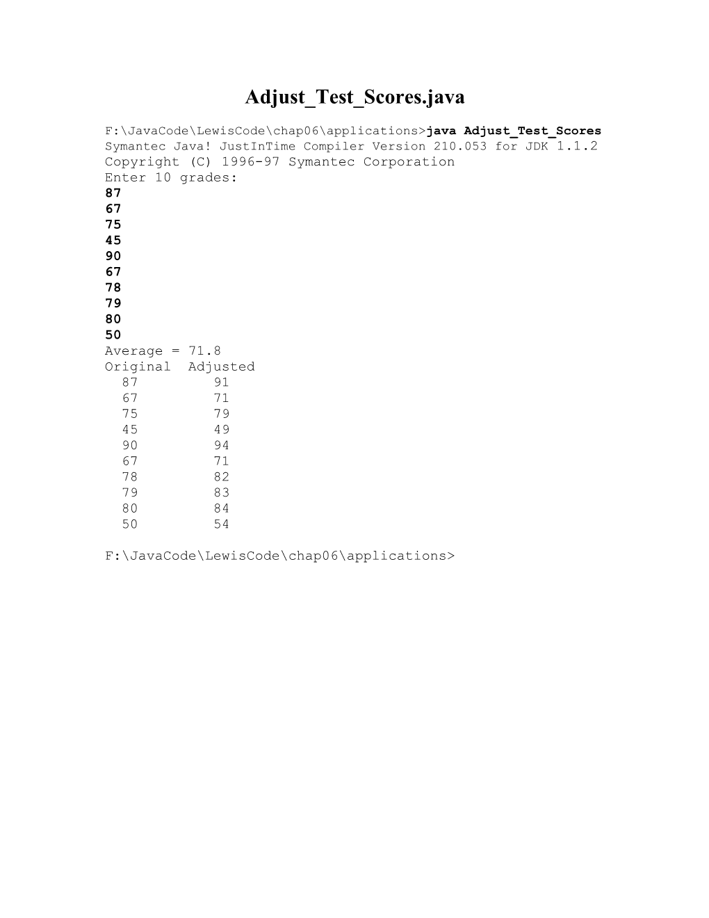 Lewis and Loftus Chapter 6 Output