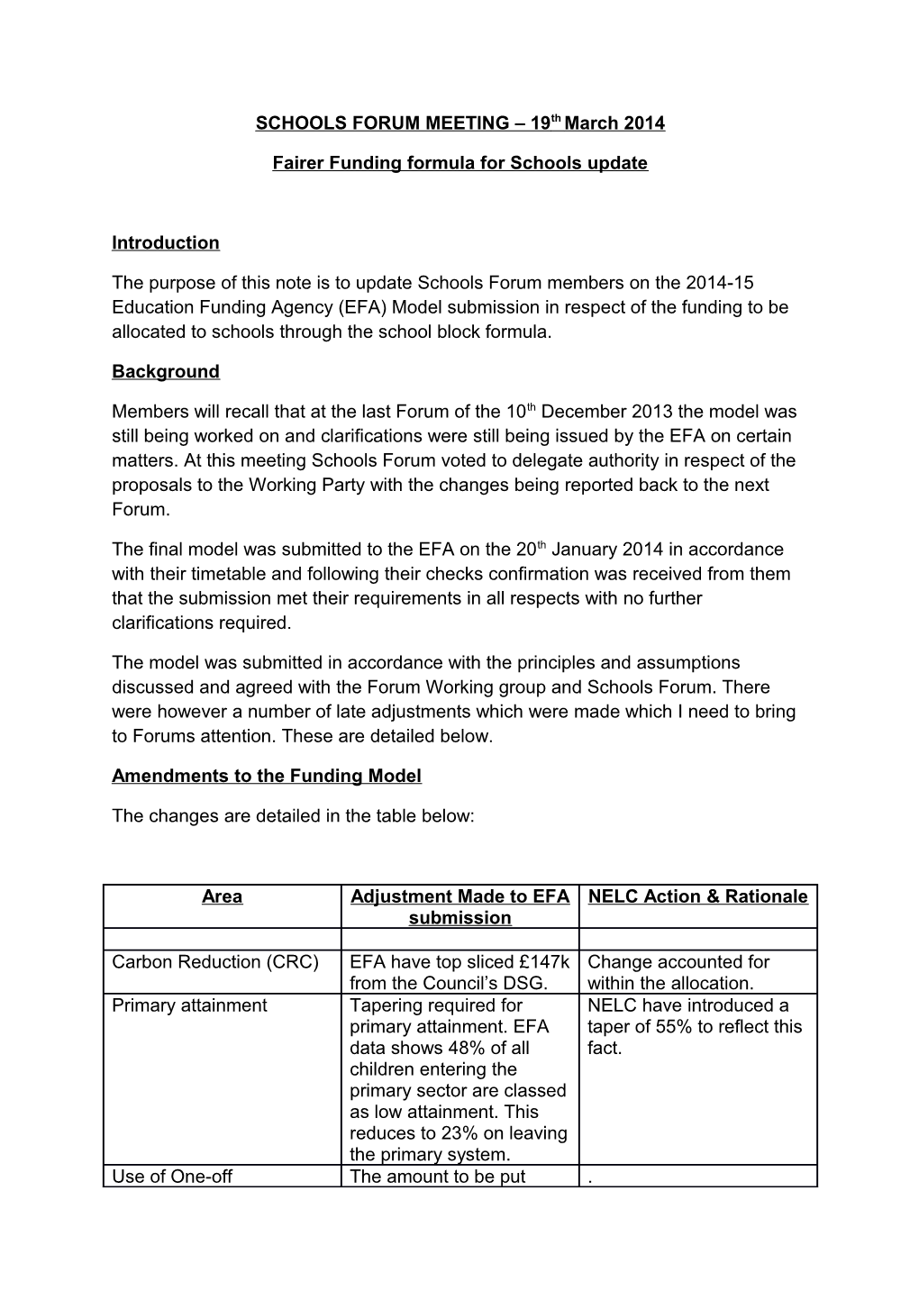 Fairer Funding Formula for Schools Update