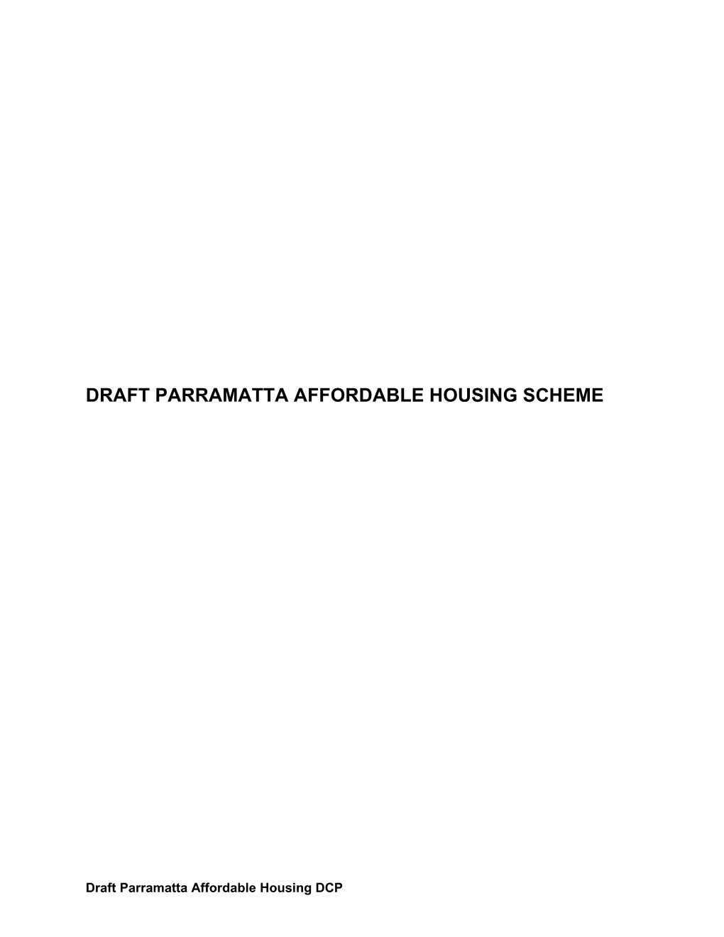 Draft Parramatta Affordable Housing Development Control Plan