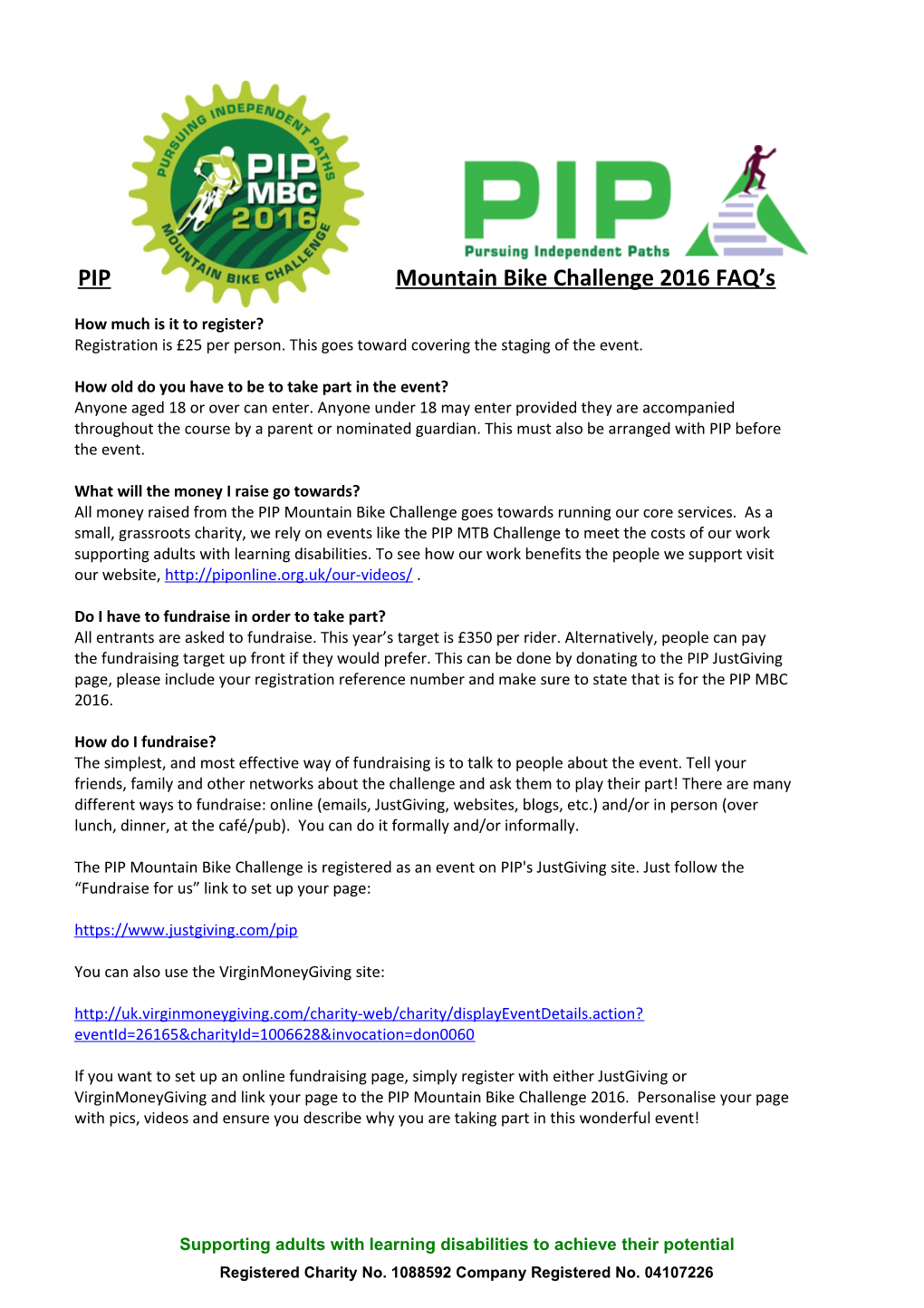 PIP Mountain Bike Challenge 2016 FAQ S