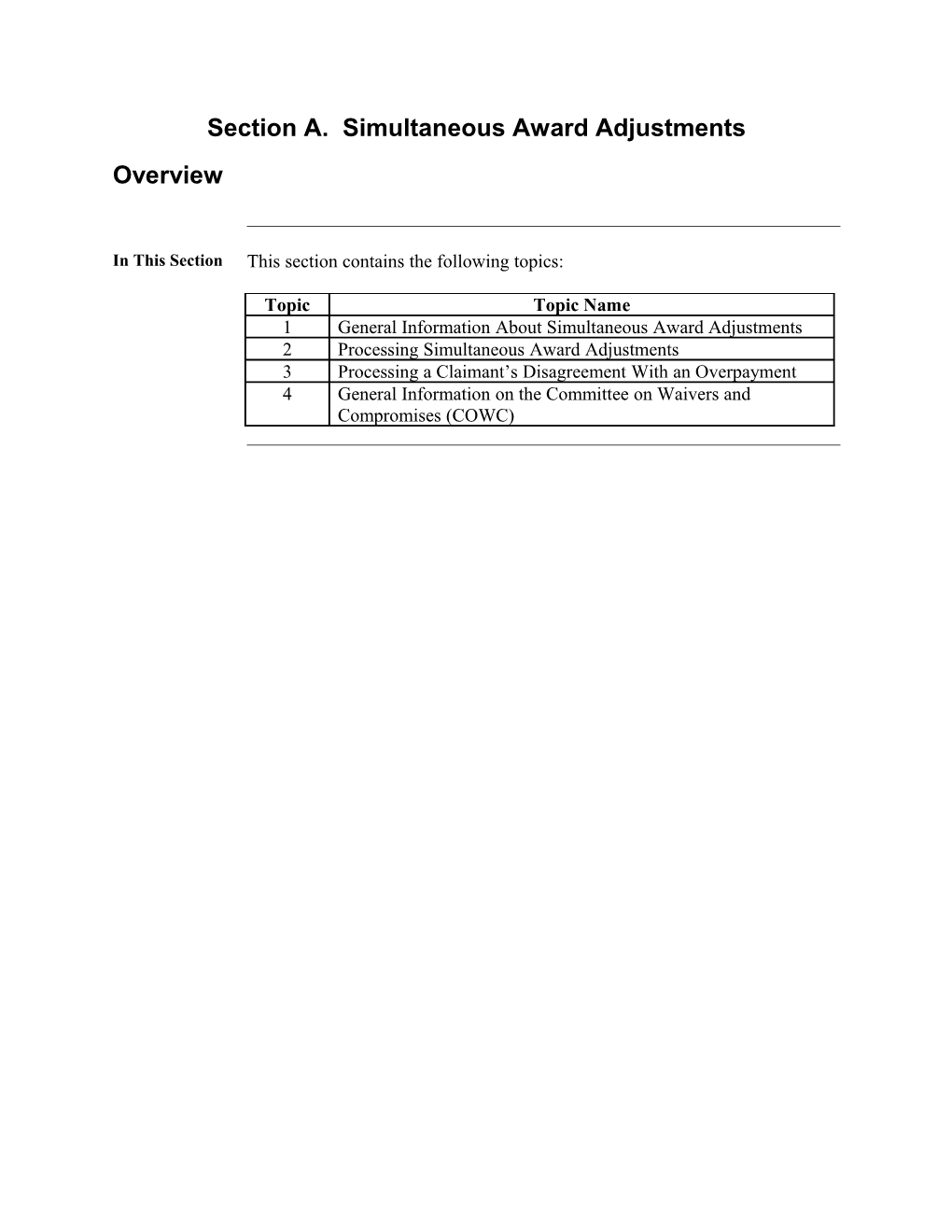 Simultaneous Award Adjustments (U.S. Department of Veterans Affairs)