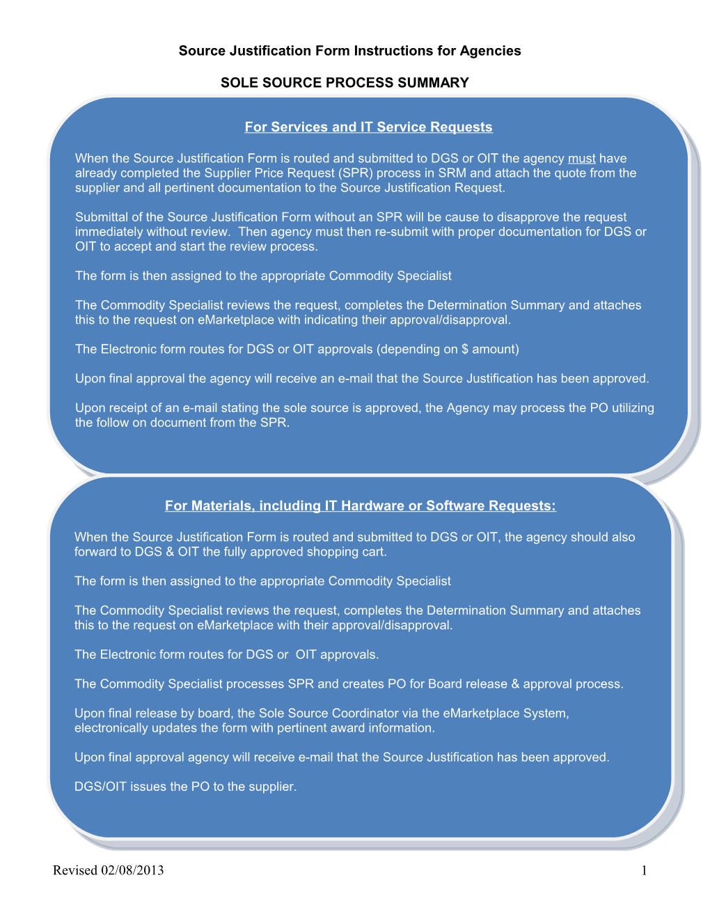 Source Justification Form Instructions for Agencies