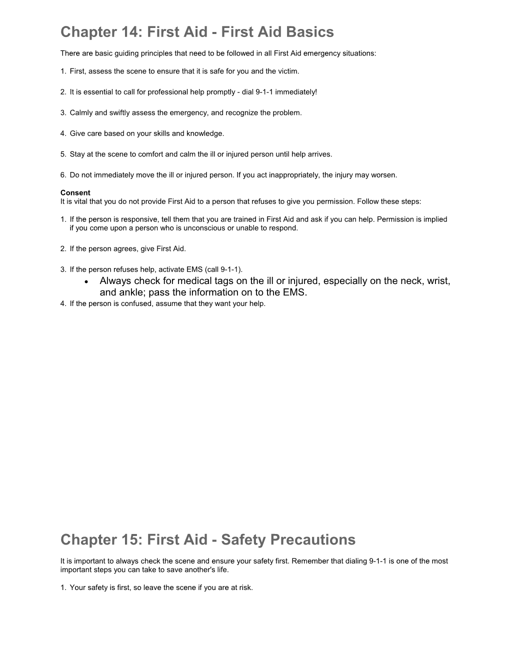 Chapter 14: First Aid - First Aid Basics