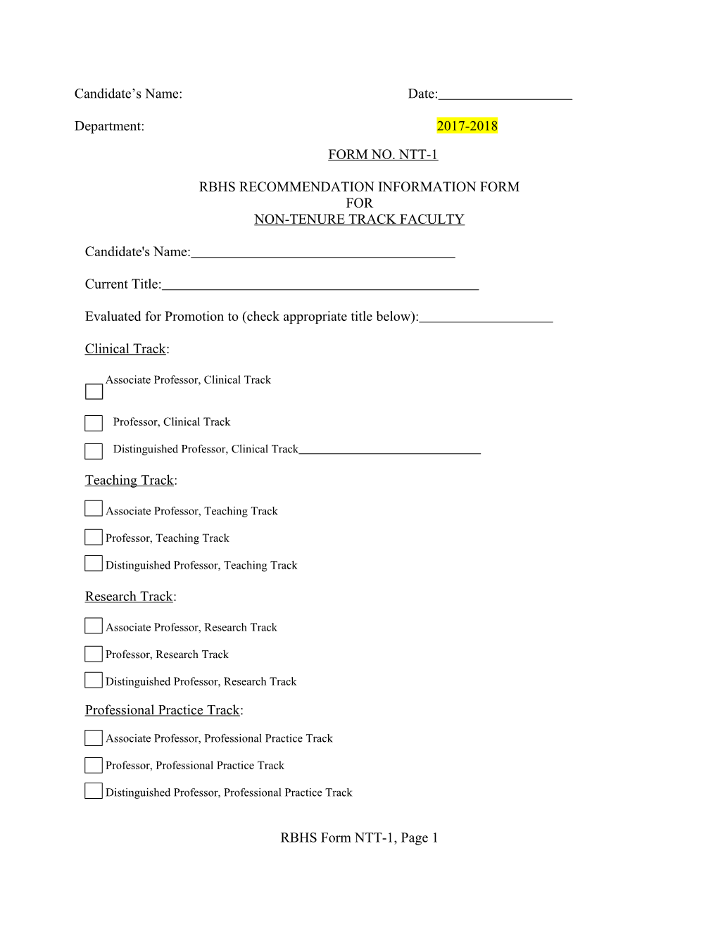 Rbhs Recommendation Information Form