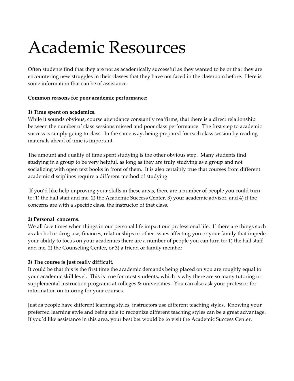 Common Reasons for Poor Academic Performance