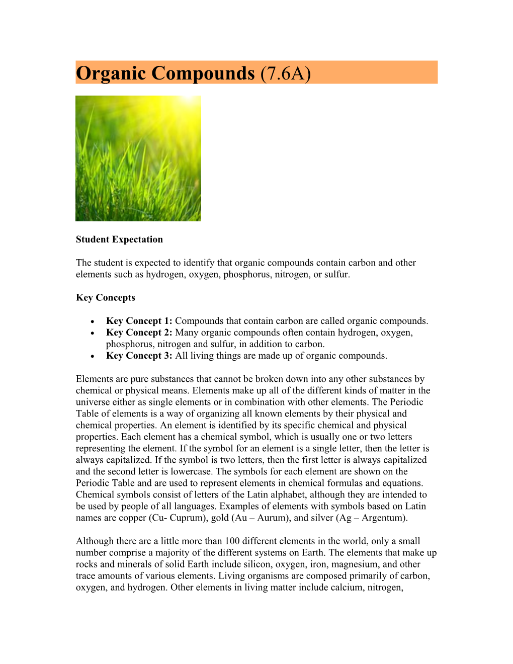 Organic Compounds (7.6A)