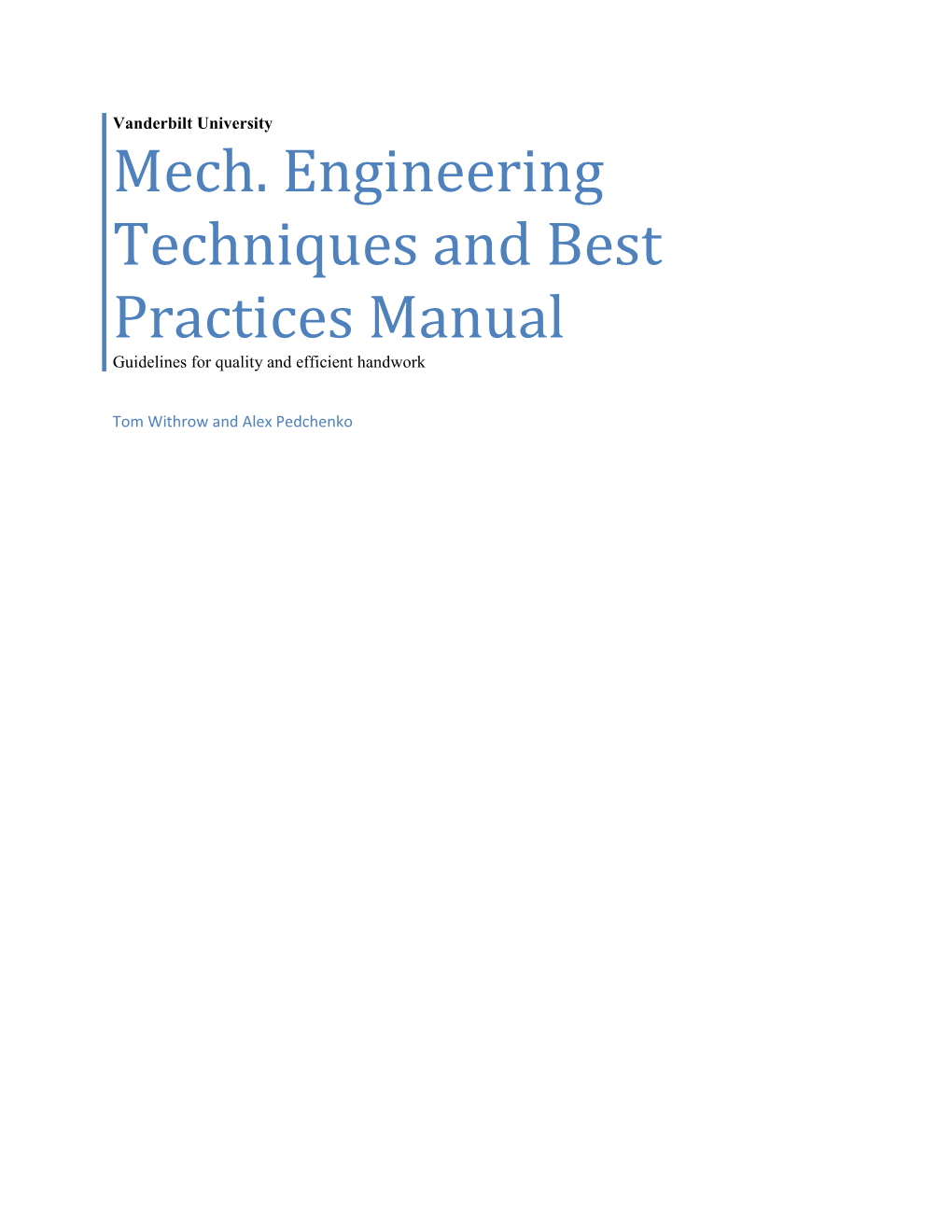 Mech. Engineering Techniques and Best Practices Manual