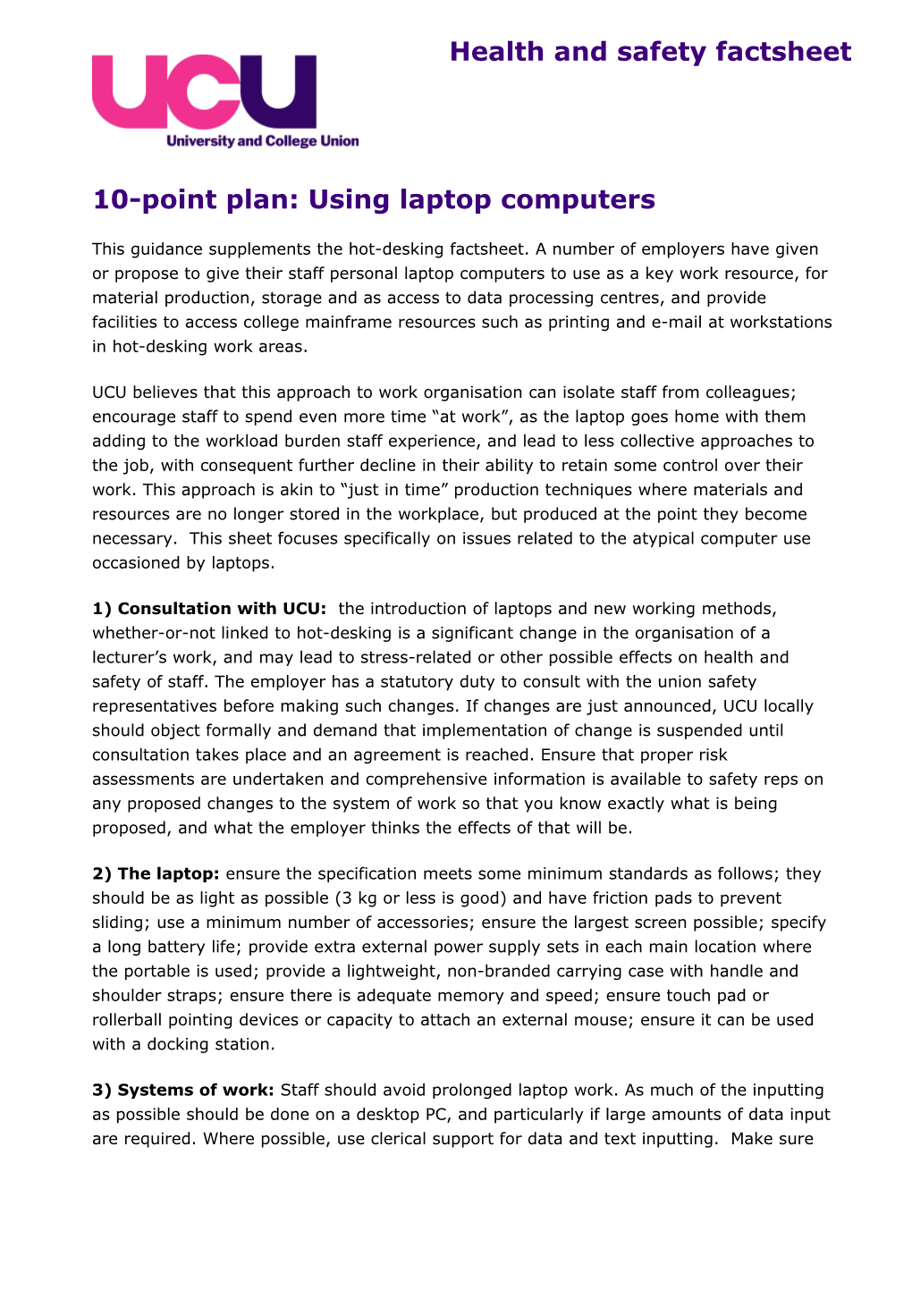 10-Point Plan: Using Laptop Computers