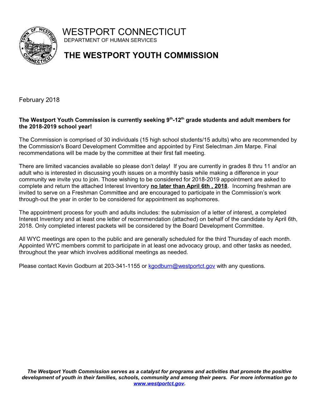 The Westport Youth Commission