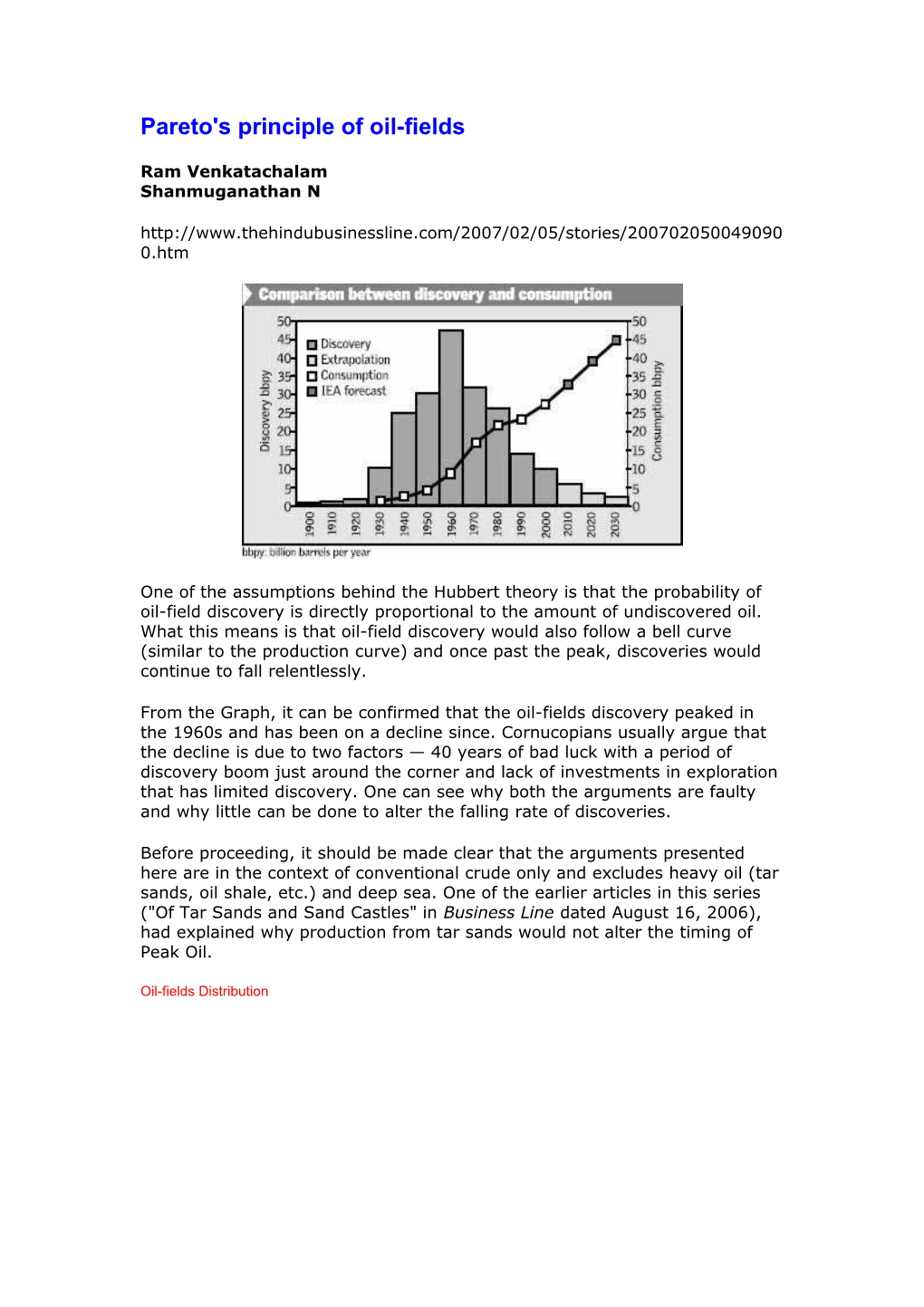 Pareto's Principle of Oil-Fields