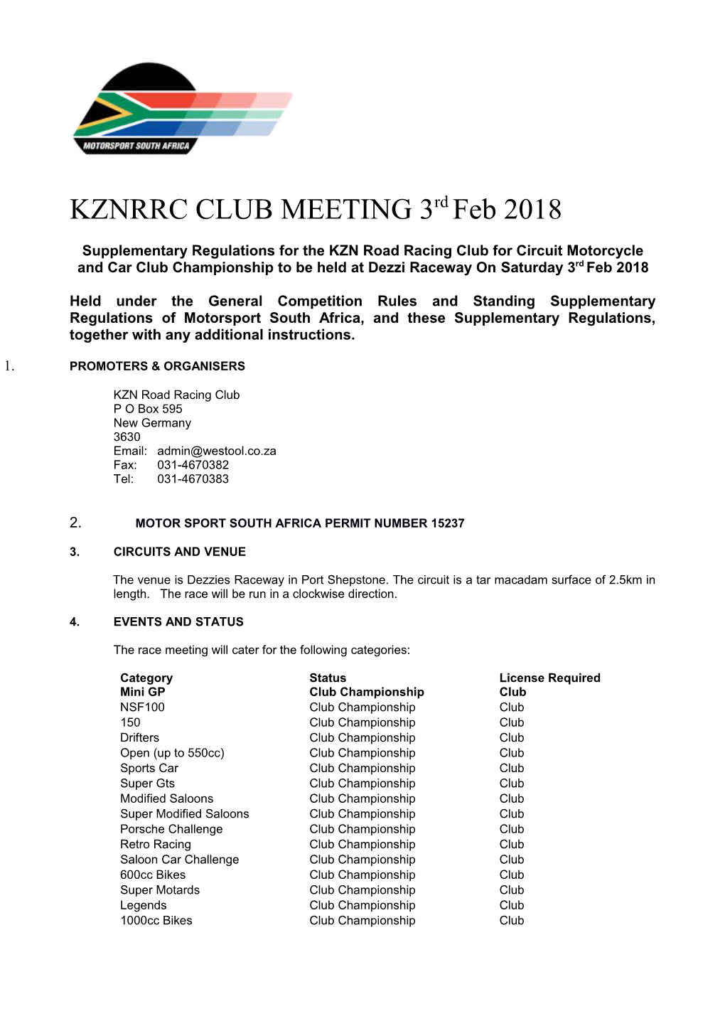 KZNRRC CLUB MEETING 3Rdfeb2018