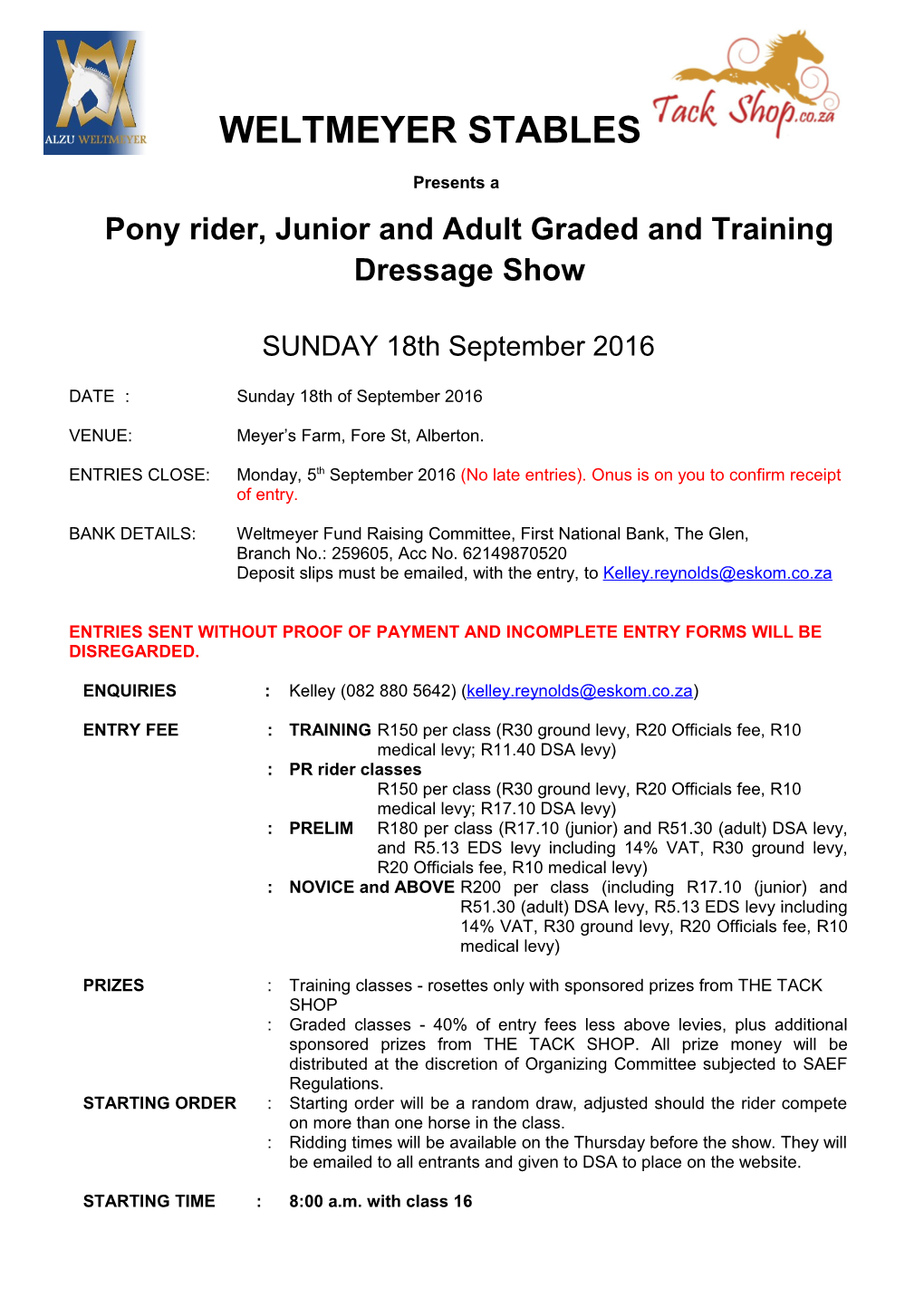 Pony Rider, Junior and Adultgraded and Training Dressageshow