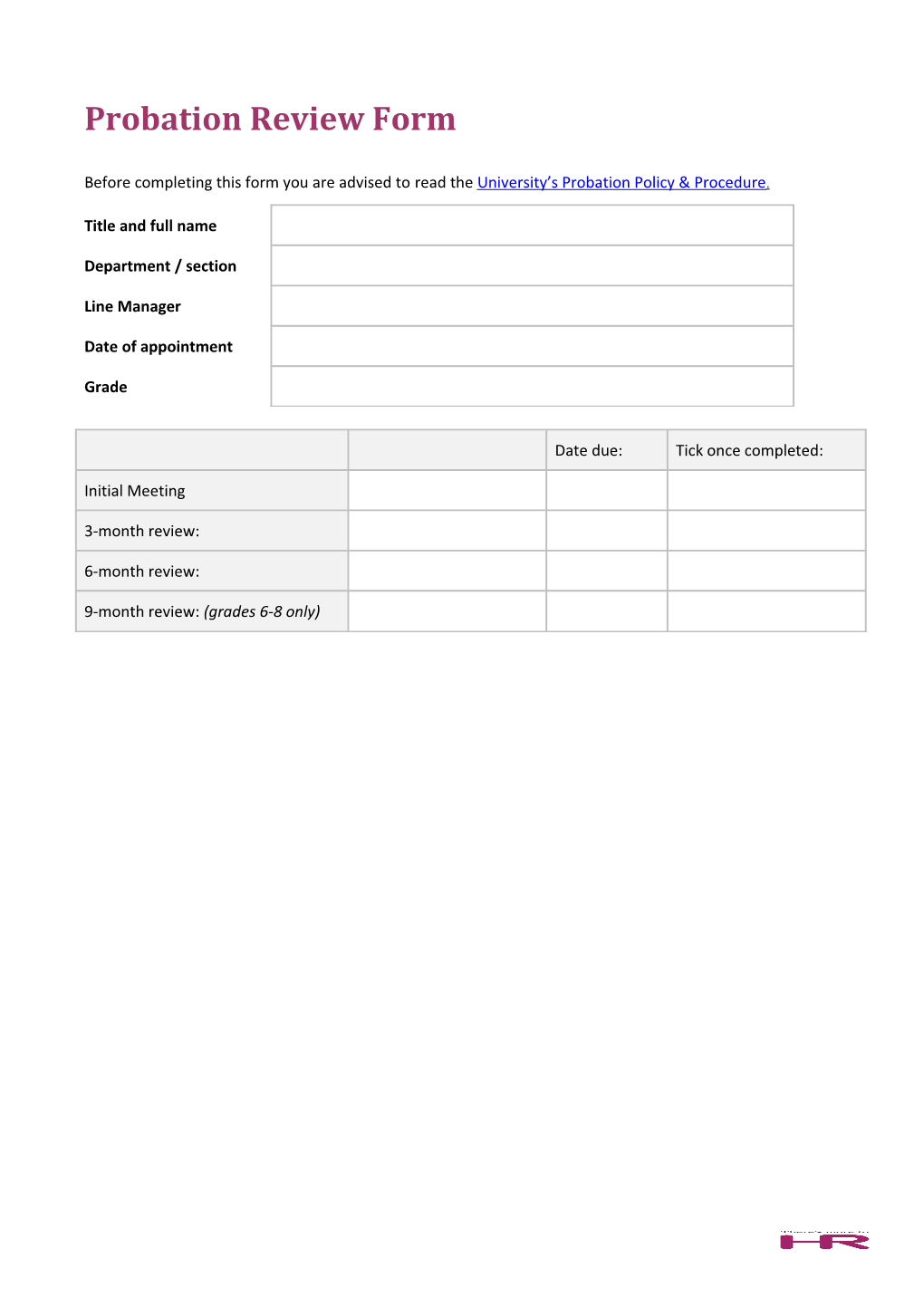 Probationreview Form