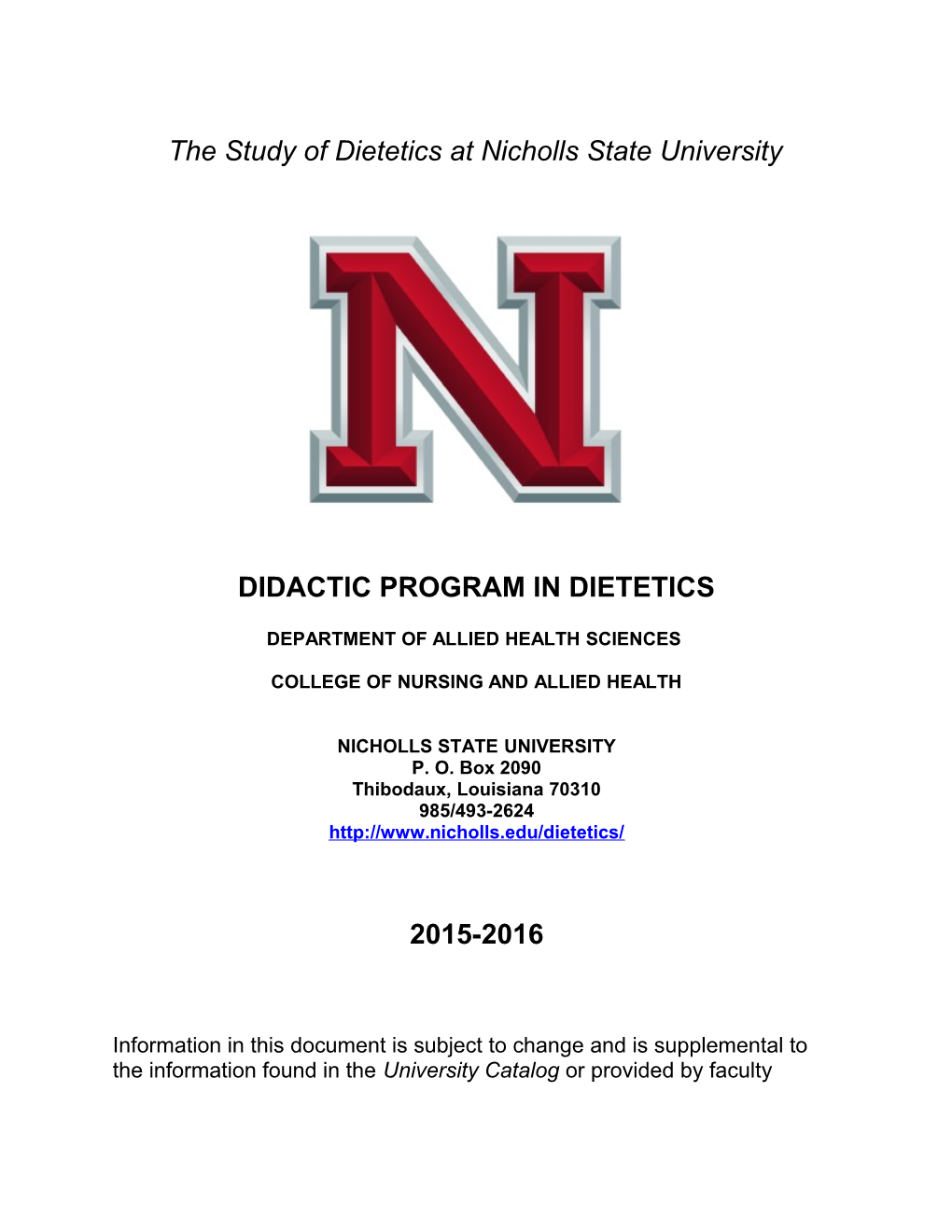 Dietetic Student Handbook