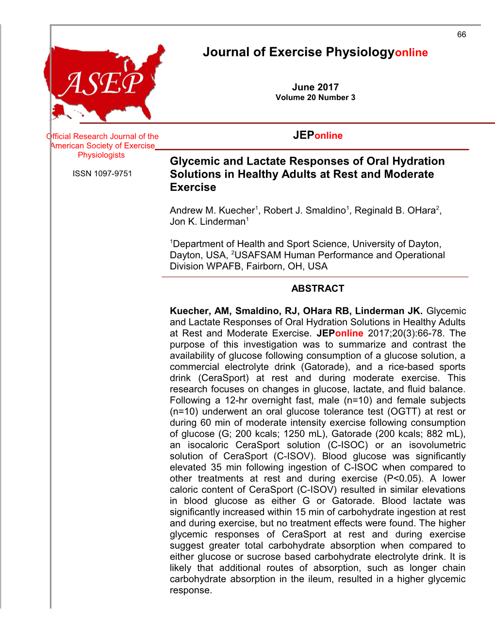 Glycemic and Lactate Responses of Oralhydration Solutions in Healthy Adults at Rest