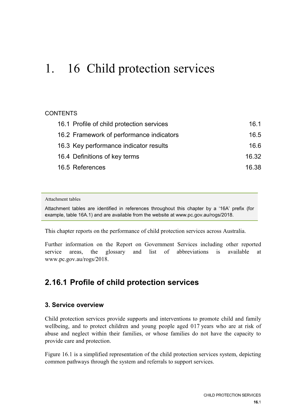 Chapter 16 Child Protection Services - Report on Government Services 2018