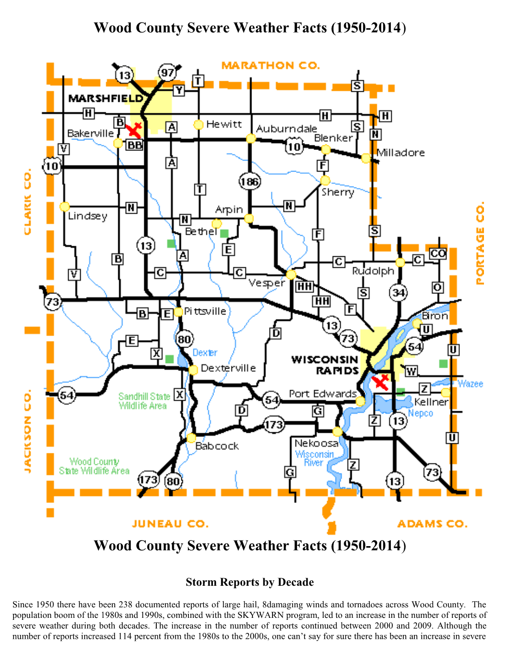 Wood County Severe Weather Facts (1950-2014 )