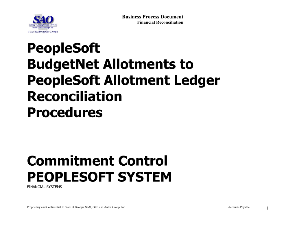 Budgetnet Allotments to Peoplesoft Allotment Ledger