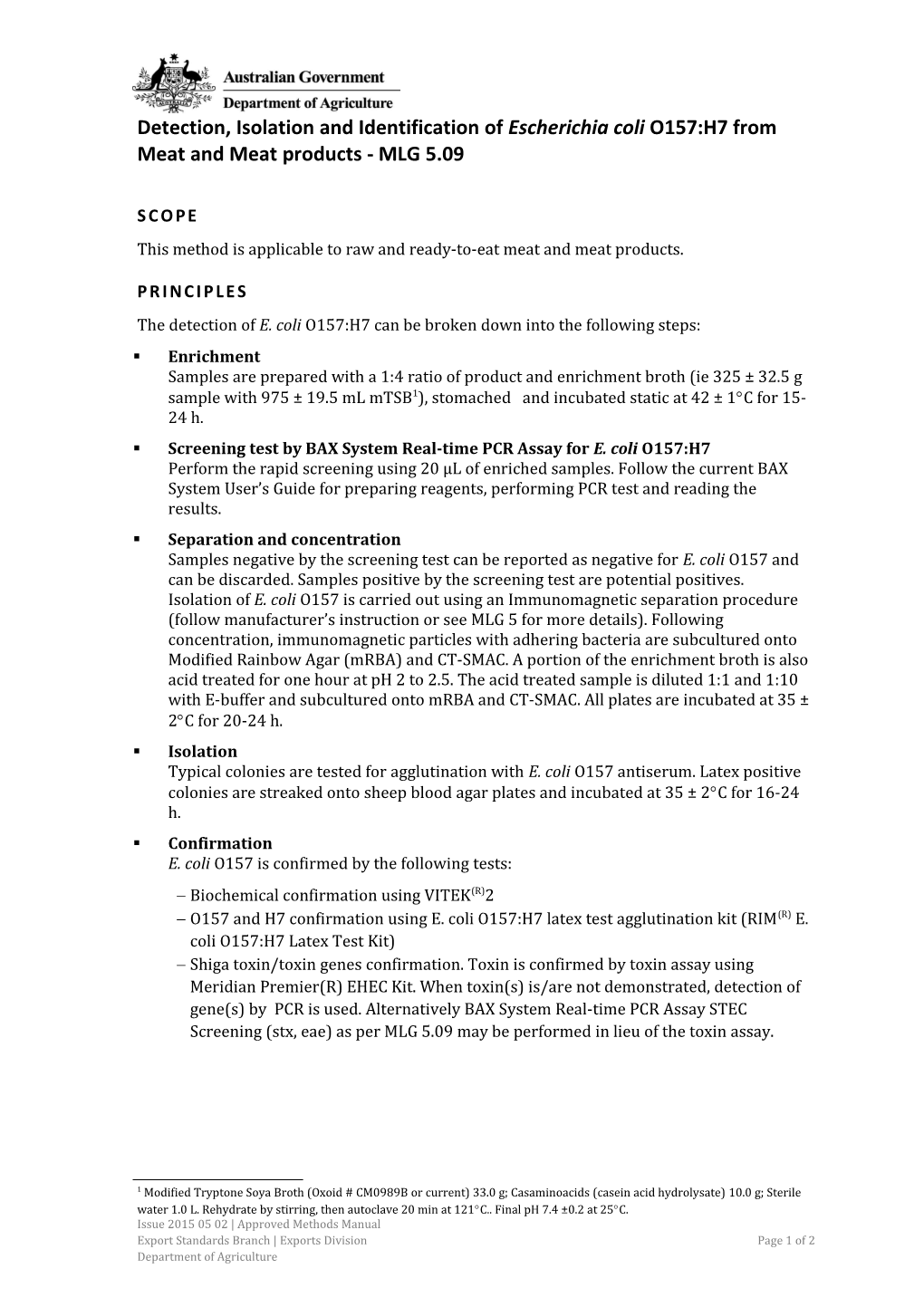 Detection, Isolation and Identification of Escherichia Coli O157:H7 from Meat and Meat