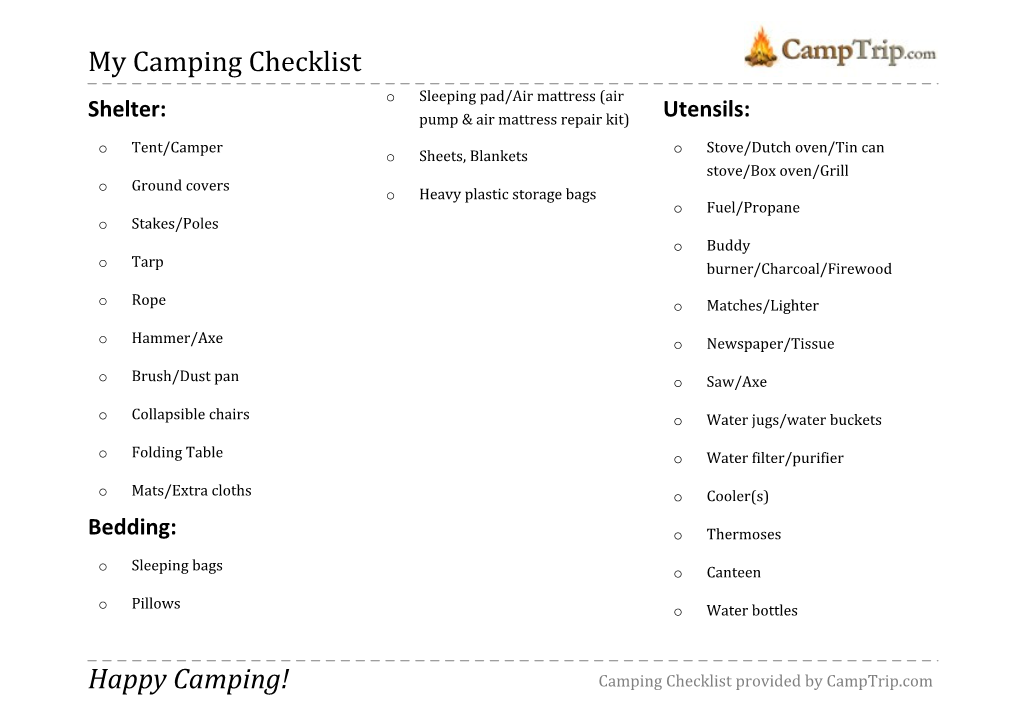 My Camping Checklist