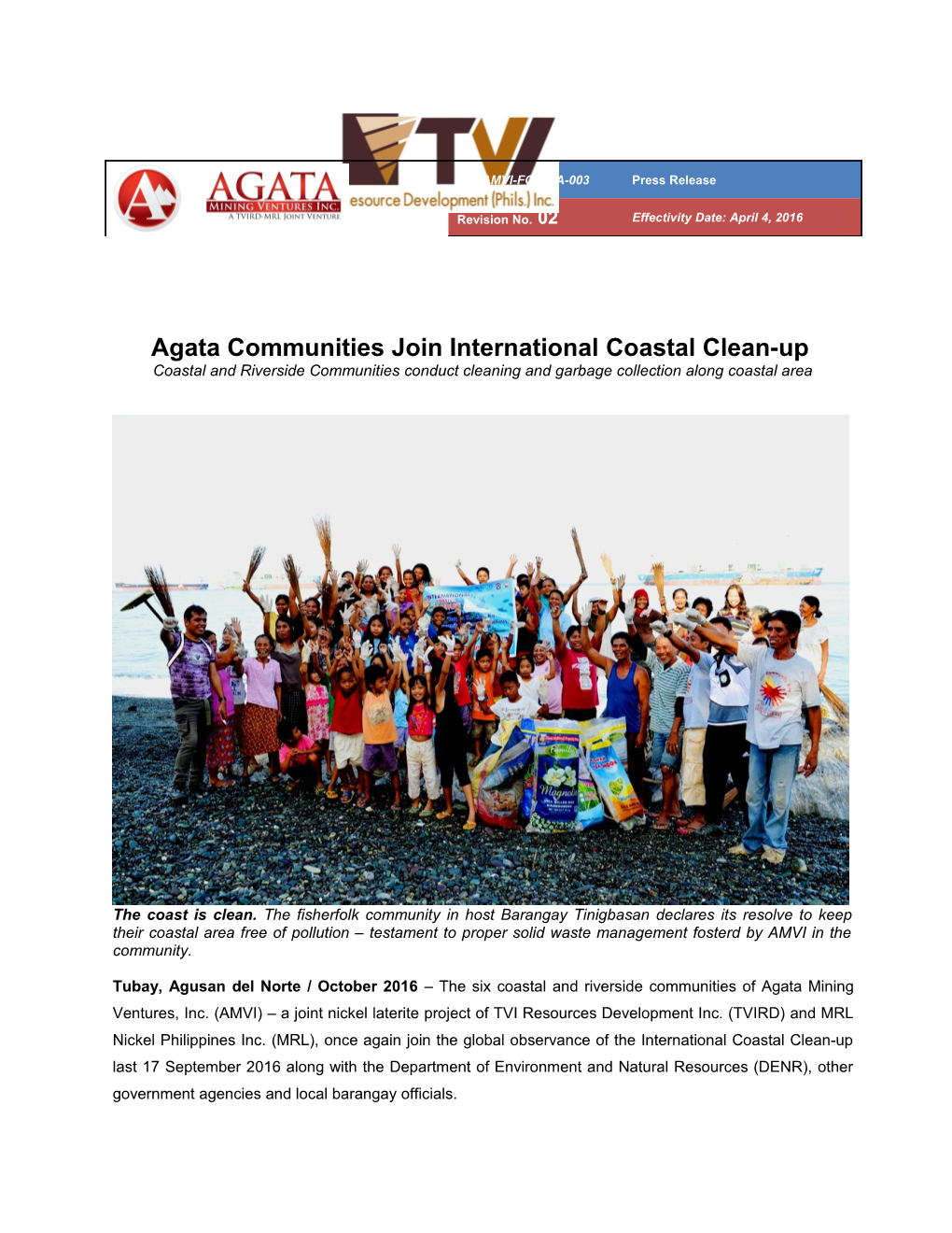 Agata Communities Join International Coastal Clean-Up