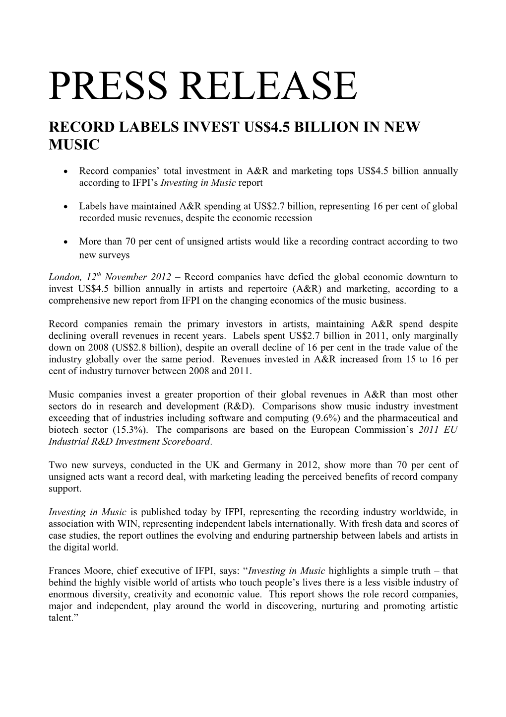 Record Labels Invest Us$4.5 Billion in New Music